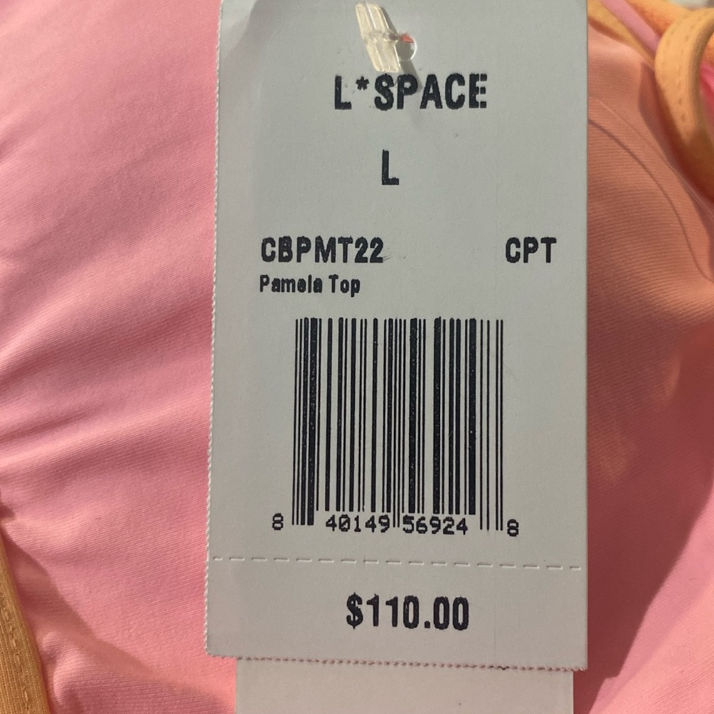 L*Space Pamela Bikini Top in Crystal Pink Tangy, Racerback, Size: Large - Picture 7 of 12